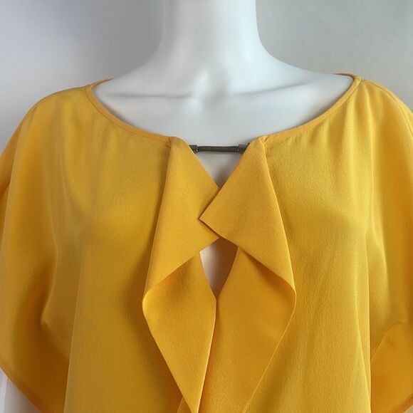 Escada Yellow Silk Riffle Front Blouse - Picture 2 of 8